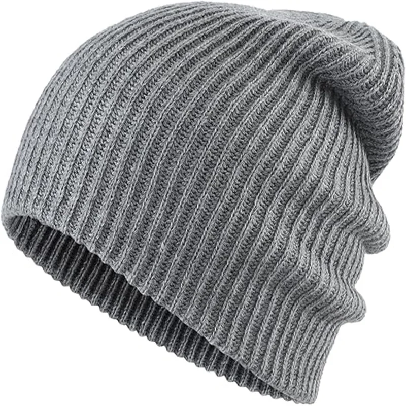قبعة رمادية فاخرة، قبعة محبوكة من مزيج الصوف الأكريليك للنساء، قبعة شتوية دافئة على الطراز الشمالي، إكسسوار كاجوال أنيق