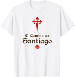 El Camino De Santiago ~ Saint James Cross ~ Scallop Shell T-Shirt Short Sleeve Casual Cotton O-Neck Men T Shirt