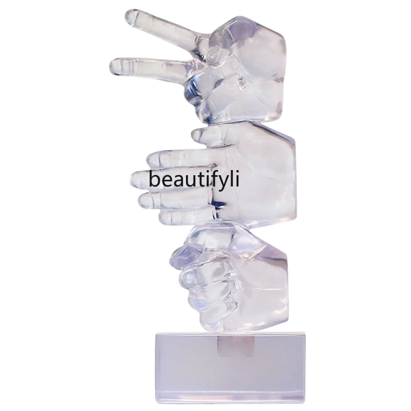 

Modern Creative Gesture Transparent Ornament for Living Room TV Cabinet Entryway Sculpture