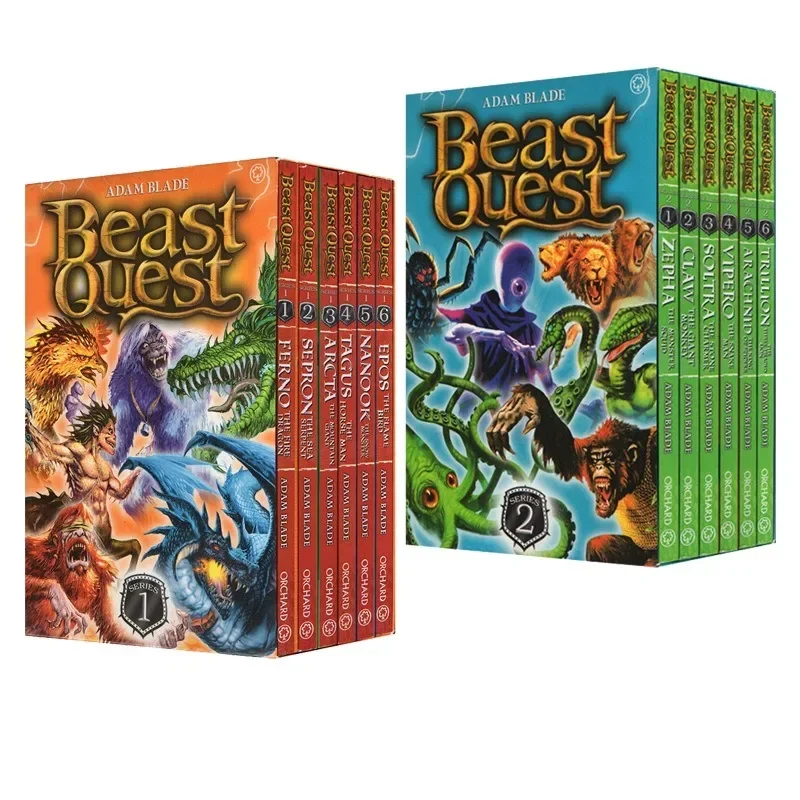 12 libros Inglés Beast Quest 1-2 Novelas Adventure Bridge Atlas de lectura