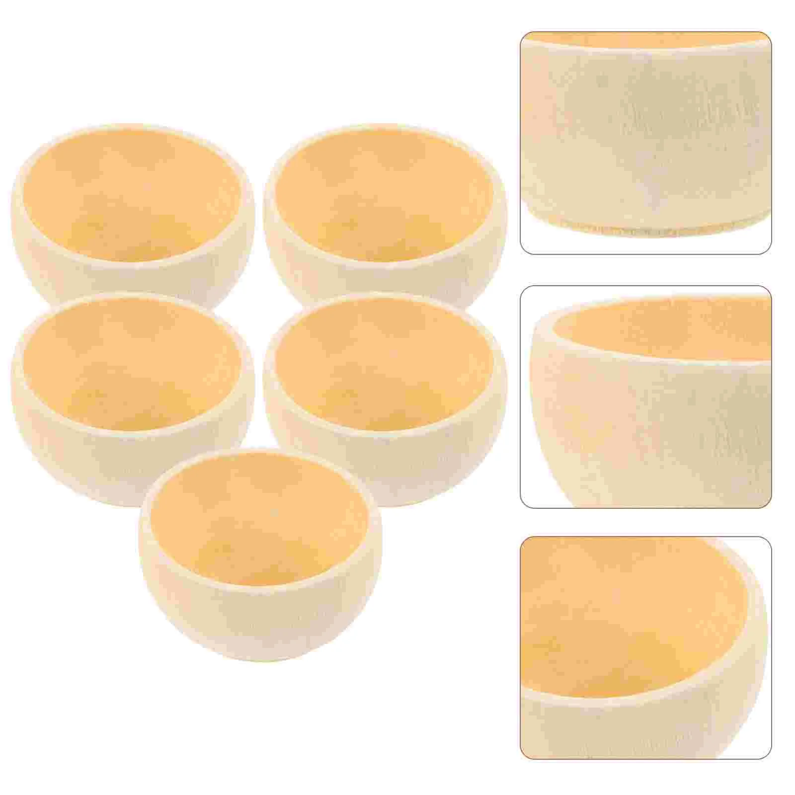 5 Pcs Wooden Bowl Bowls for Drawing DIY Unfinished Small Dough Unpainted Crafts Painting Child