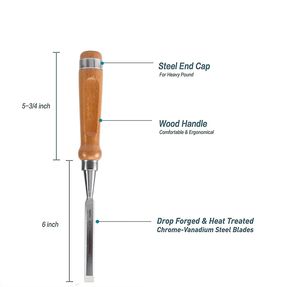 WOZOBUY ไม้ชุด4 Pcs Cr-V ไม้สิ่วชุด Professional Chisels สำหรับช่างไม้,คริสต์มาสของขวัญสำหรับ Man