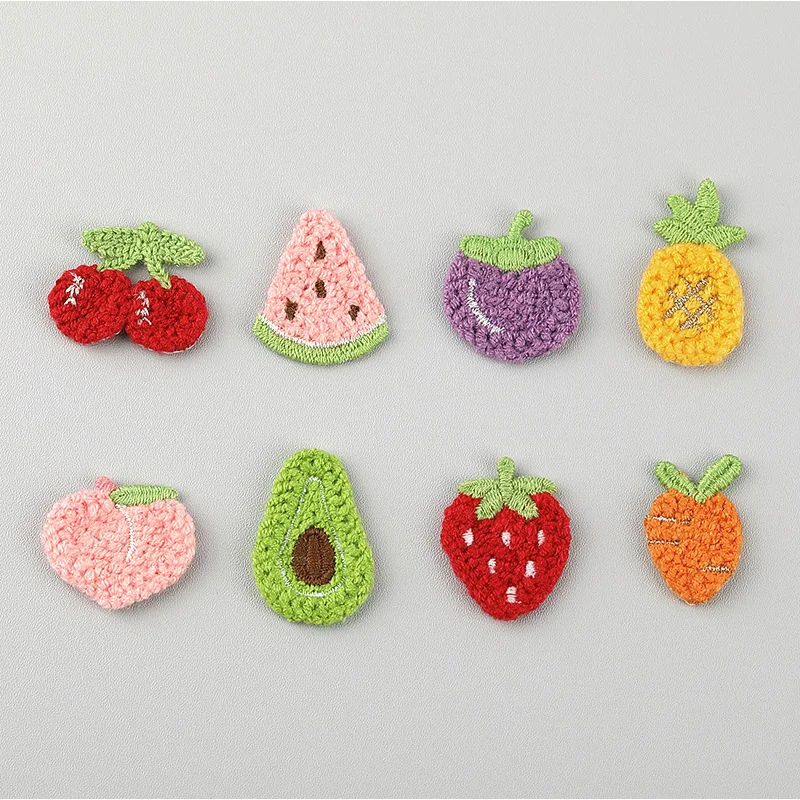 Cute Cartoon Fruit and Flowers Embroidery Patch Stickers, DIY Clothing Accessories, Fashion Cap, Socks, Decorative, 10Pcs