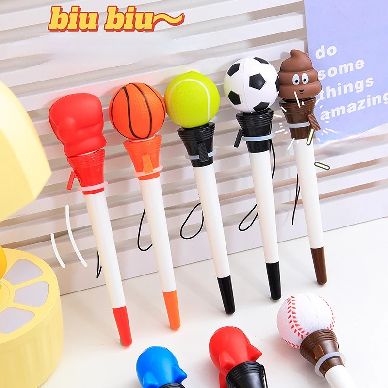 1Pc Creative Stress Relief Bounce Gel Pens Novelty Funny Squeeze Rebound Shoot Pen Kids Puzzle Toy Pen Student Stationery Gifts