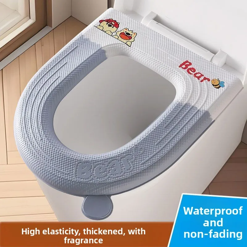 

New Scented Waterproof Non Fade Thickened EVA Toilet Seat Cover Sticky Wash Free Wipeable