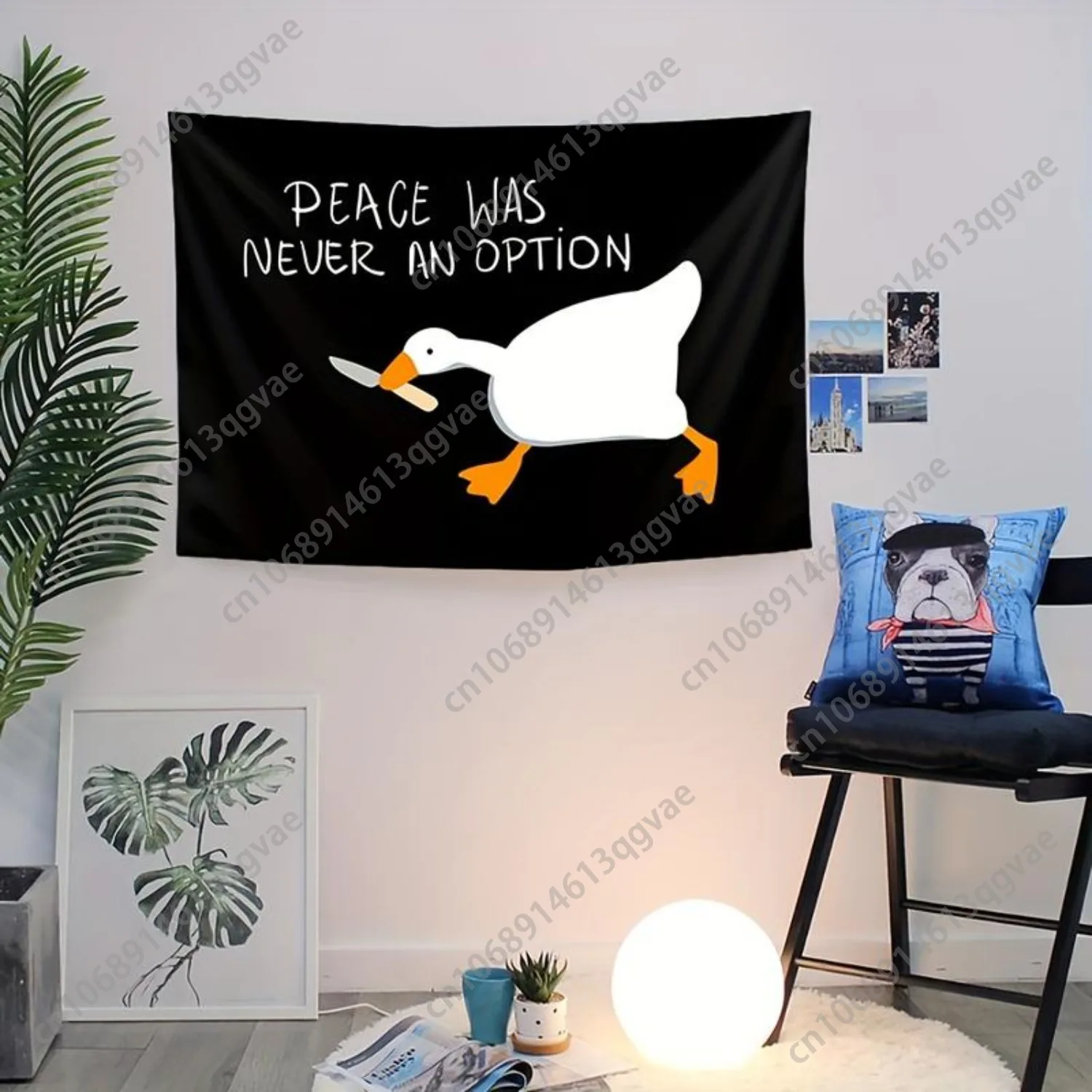 "السلام لم يكن أبدا خيارًا" علم الإوز نسيج روح الدعابة جدار أسود معلق على شكل بطة كرتونية تصميم ناعم مصقول مخصص للديكور