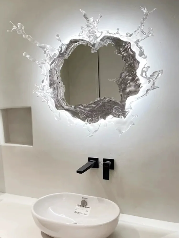 Water droplet dreamy dressing mirror Ruishui Mirror Hotel Villa Homestay foyer decoration Water flower mirror wall lamp