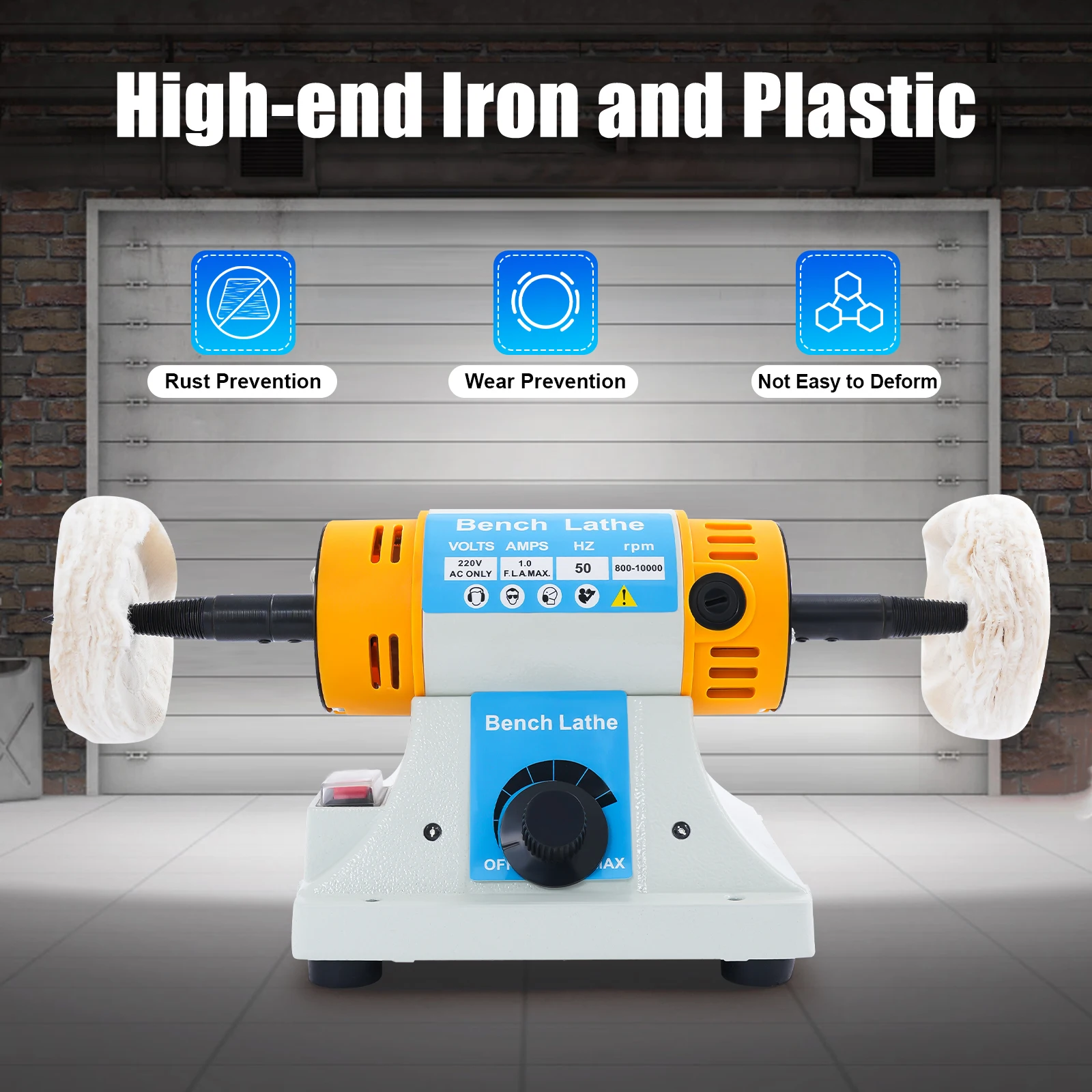 Tabletop Polishing Machine 320W Motor Corded Electric Adjustable Speed 800-10000RPM for DIY Grinding