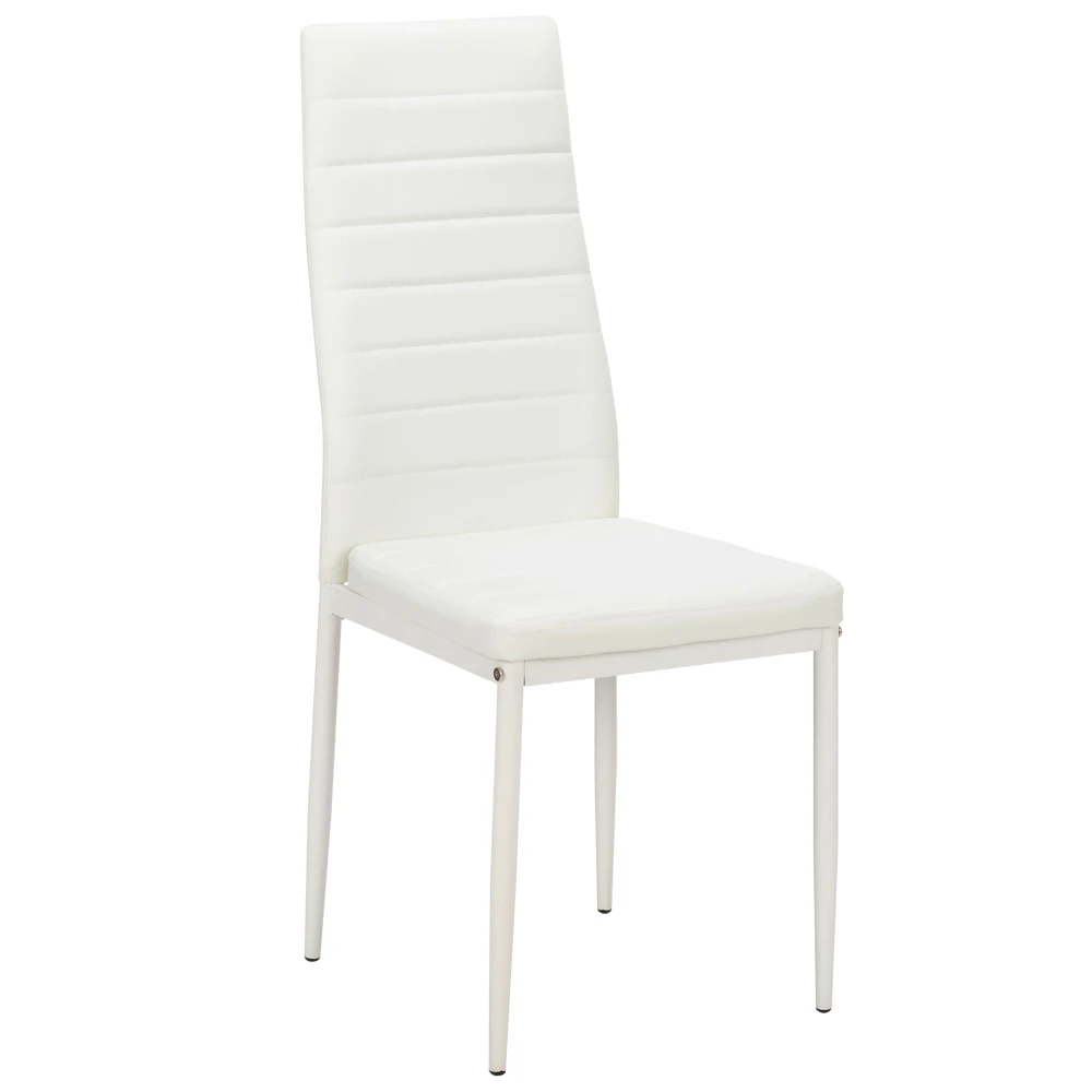 4pcs Elegant Assembled Stripping Texture High Backrest Dining Chairs White