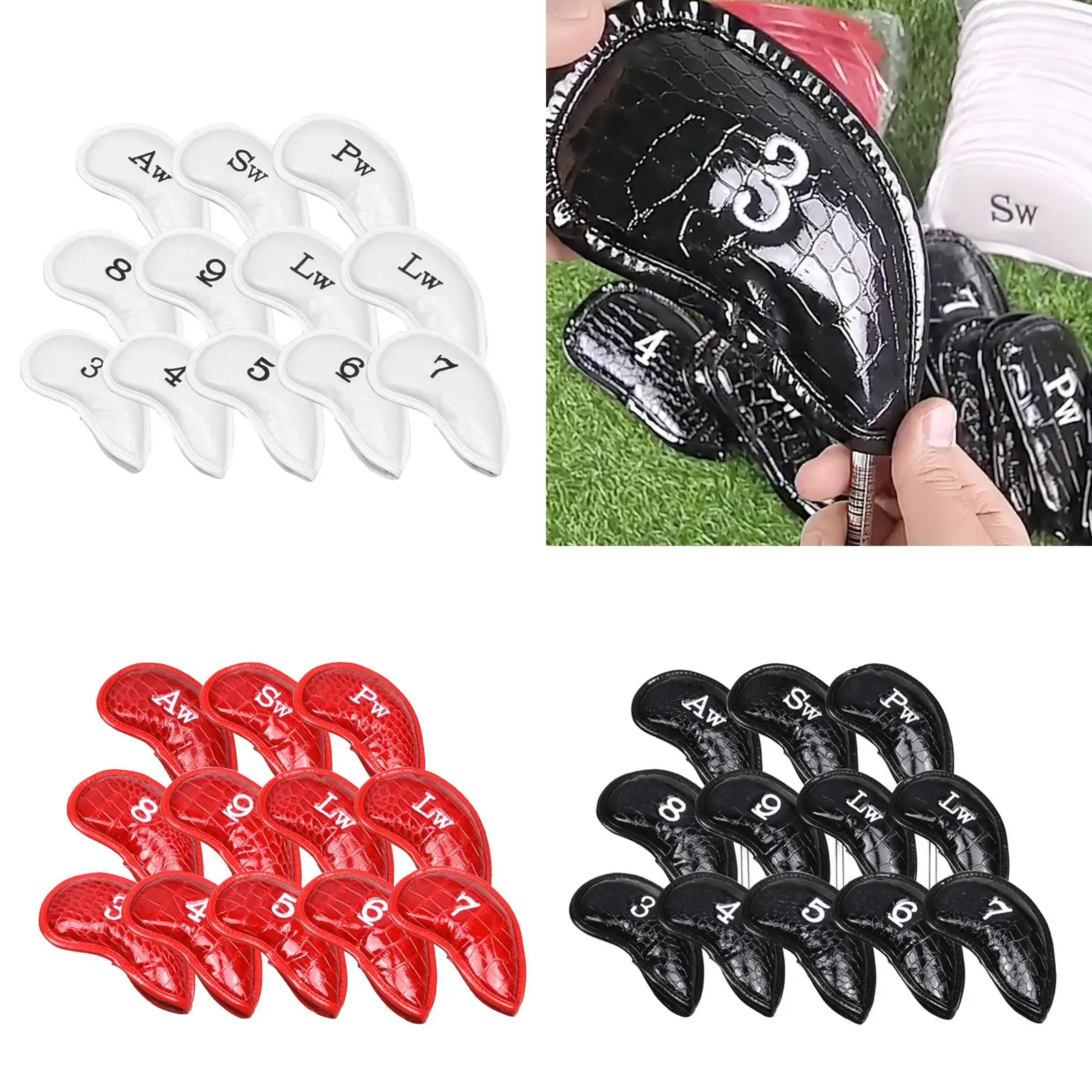 12pcs Universal PU Golf Iron Headcover Waterproof Anti-scratch Accessories