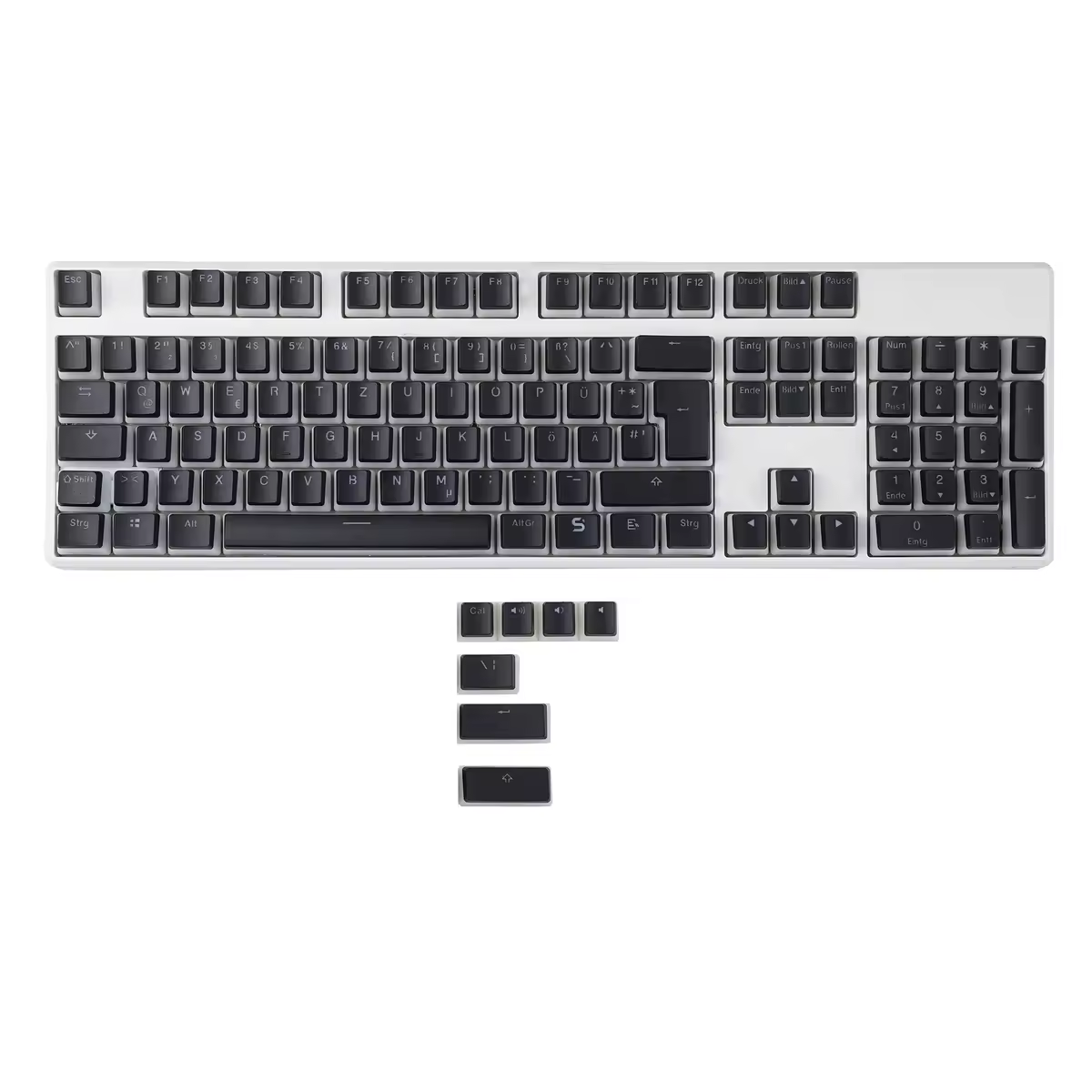 YMDK Pudding German ISO QWERTZ Double Shot PBT Shine Through OEM Profile Keycap set Suitable For MX Switches Mechanical Keyboard