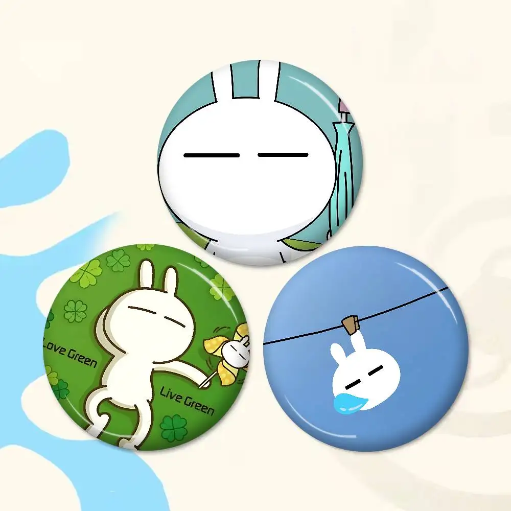 T-Tuzki Creative Pins Funny Faces Round Snap-in Brooch Badge Backpack Hat Accessories Jewelry Gifts