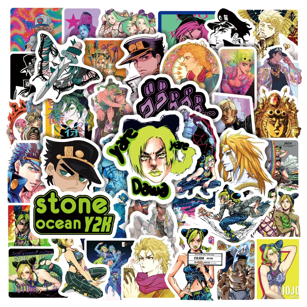 50pcs JoJo’s Bizarre Adventure Stone Ocean Series Graffiti Sticker Suitable for Helmets Desktop Wall Decoration DIY Sticker Pack