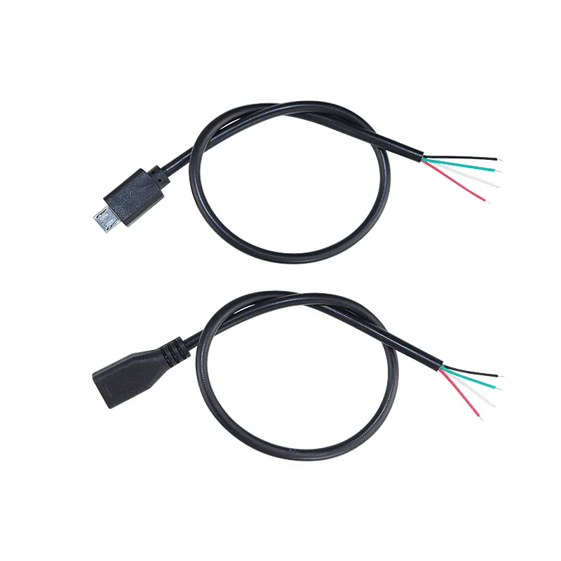 Picture 5: Micro USB 2.0 A Male Female Jack Cable 4 Pin 2 Pin Core Wire Data Charge Power Extension Cord Connector DIY for Android