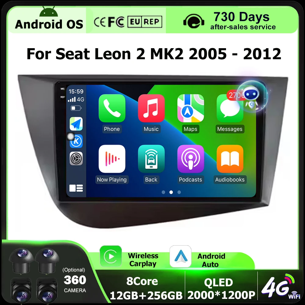 

Автомобильный радиоприемник, мультимедийный видеоплеер, инструменты для GPS-навигации для Seat Leon 2 MK2 2005-2012 RHD Android 16 Auto Carplay DSP 4G WIFI