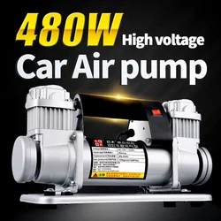 480W Air Compressor High-power Car Pump12v 24v Double-cylinder All-metal Fast Off-road Play Sand Pump High-pressure