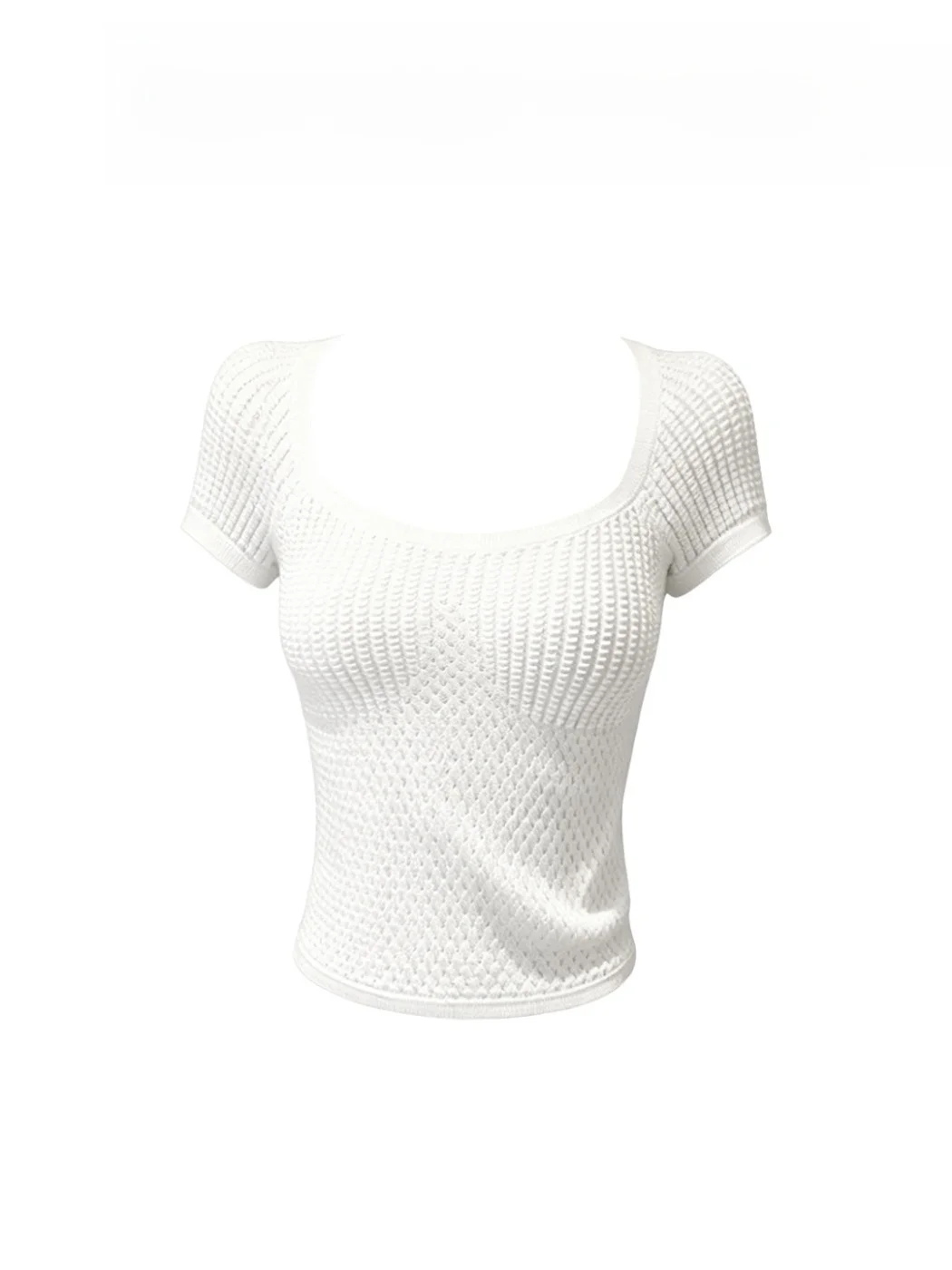 Fashionable White Unique Comfortable New Knitted Women's Shirt Stylish Delicate Design Slimming Top Summer 2026 Commute Style