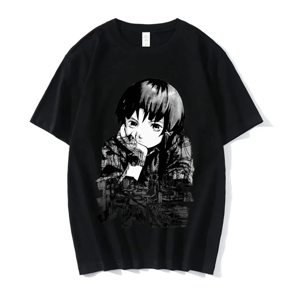 Anime Serial Experiments Lain Cotton T-shirt Men Women Graphic Unisex Iwakura Manga Girl Sci Fi Short Sleeve Tee Unisex Tops