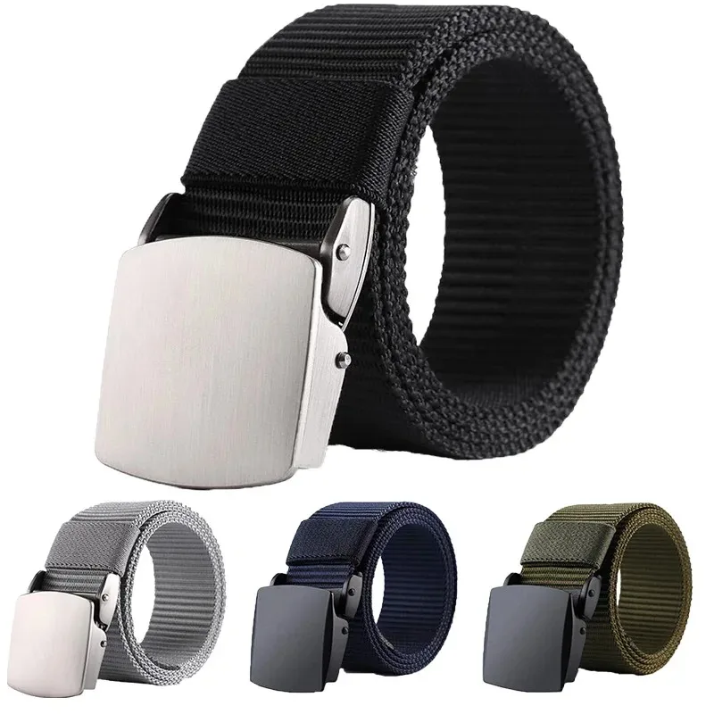 New Canvas Men's Belt Fashion Black Nylon Outdoor Metal Automatic Buckle Casual All-match Luxury Belt Male Wholesale