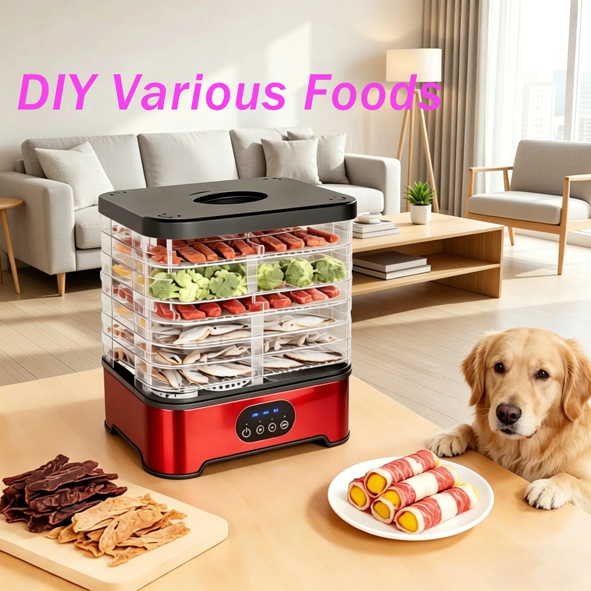 Deshidratador eléctrico de alimentos, secador de frutas y verduras de 8 capas, máquina eléctrica para frutas secas, utilizado para hacer productos de verduras y carne