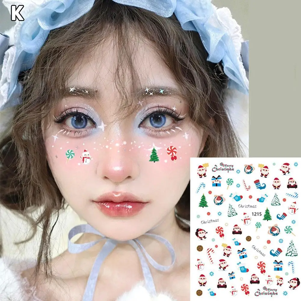 

3D Face Eyes Party Makeup Tattoo Sticker Christmas White Snowflake Sticker Self-adhesive Mixed Crystal Face Decoration Sticker