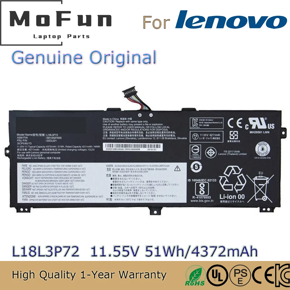 

Brand New Original L18L3P72 11.55V 51Wh Laptop Battery for Lenovo ThinkPad X390 Yoga 05CD(20NNA007CD) L18M3P72 L18S3P72