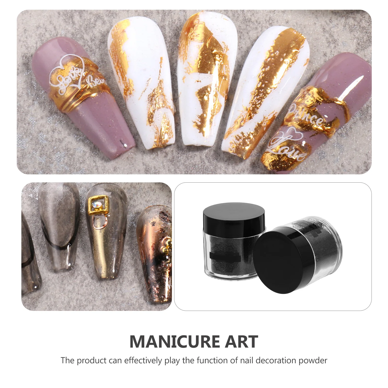 

2 Boxes Nail Art Accessories Accessory Black Manicure Fingernail Decoration Woolen Powder Manicures Glitter
