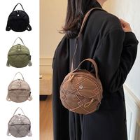 Embroidery Space Cotton Crossbody Bag Korean Style Nylon Argyle Shoulder Bag Large Capacity Simple Small Round Bag Travel