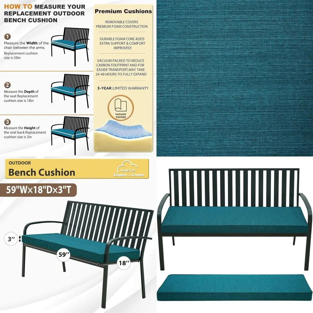 

Водонепроницаемые и устойчивые к ультрафиолетовому излучению чехлы для уличных скамей, съемные подушечки из ткани Olefin для мебели для патио, 42x18/48x18/59x18 дюймов