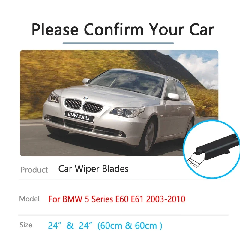 For BMW 5 Series E60 E61 2003~2010 Front Wiper Blades Rubber Strip Refill Windshield Auto Replacement Parts Cleaning Brushes