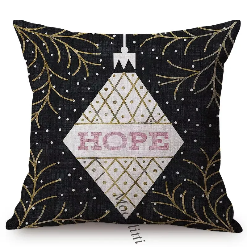 Geometric Decoration Cushion Cover Love Letter Christmas Luxury Cotton Linen Lantern Style Sofa Throw Pillow Case cojines