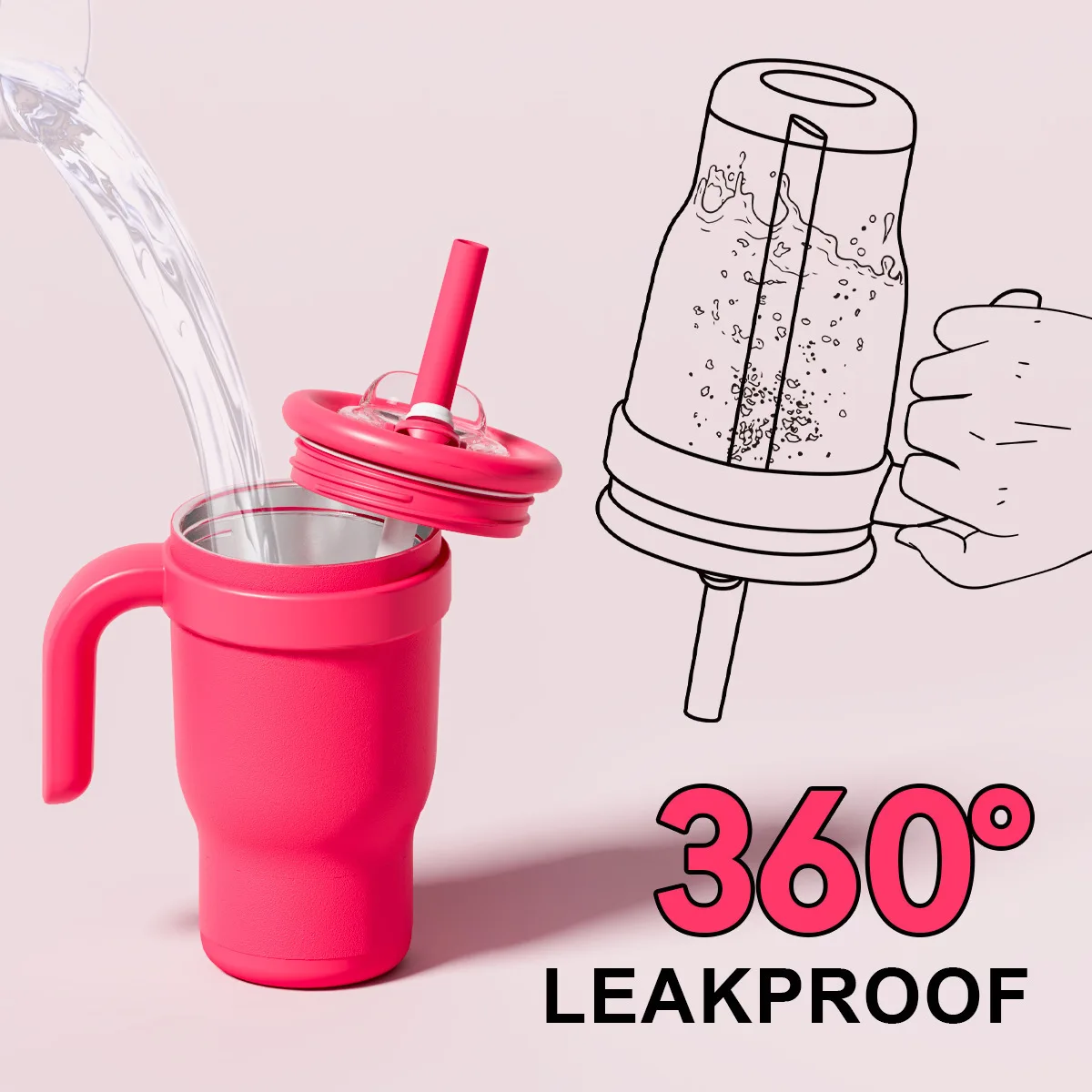 كوب بمقبض، كوب سيارة من الفولاذ المقاوم للصدأ، كوب معزول عالي القيمة