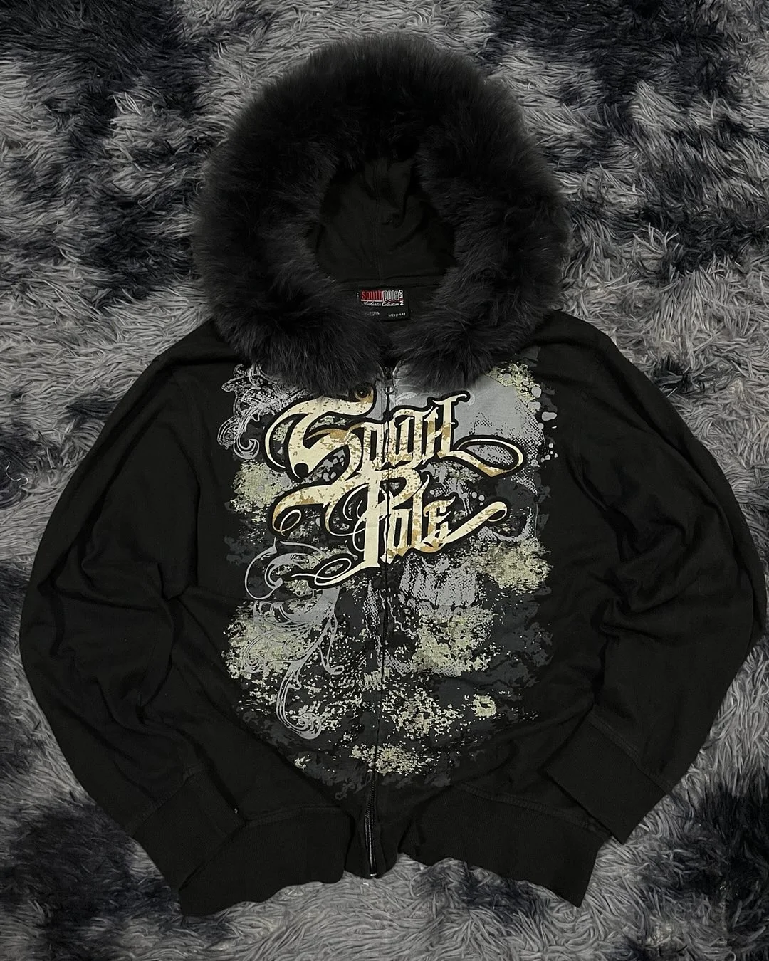 Sudadera de pelusa Y2K Southpole, sudadera gótica con estampado Vintage de gran tamaño con capucha y cremallera, ropa de calle informal a la moda para hombres y mujeres