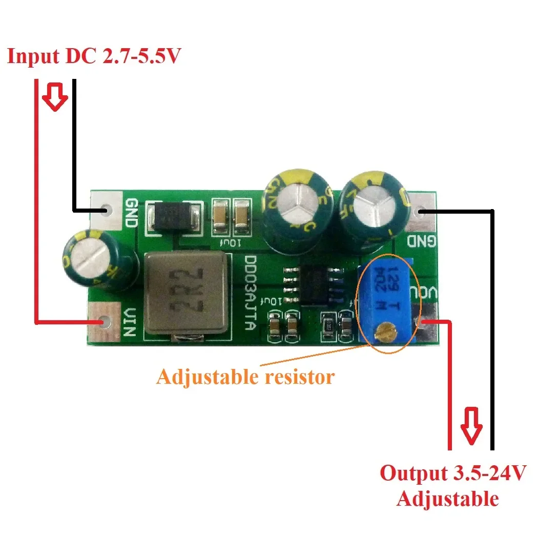 Image of 30W DC 3V 3,3V 3,7V zu 5V 6V 7,5V 9V 10V 12V 14,8V 24V Step-Up Boost Konverter-Platine für 18650 Lithium-Batterie