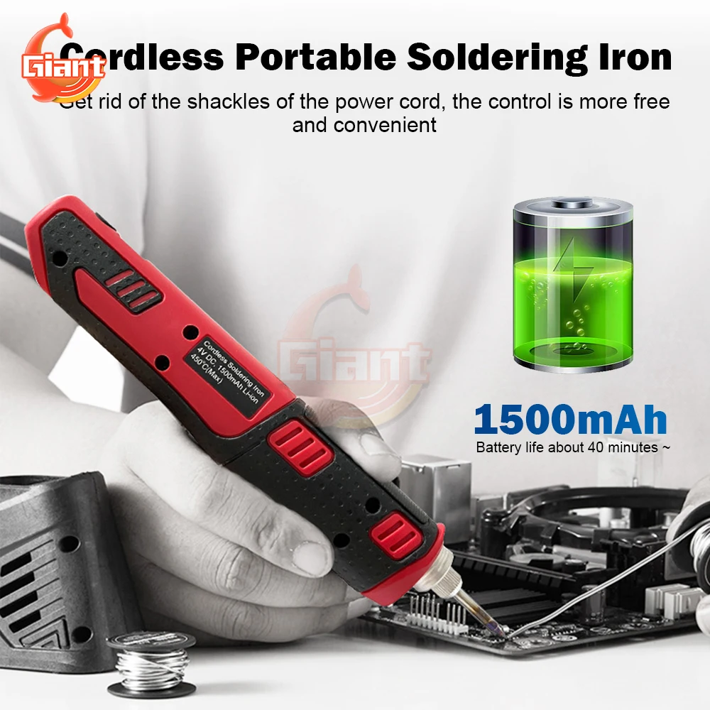 USB Cordless Electric Soldering Iron Portable Welding Pen Lithium Battery Rechargeable Internal Heating Solder Iron Welding Tool