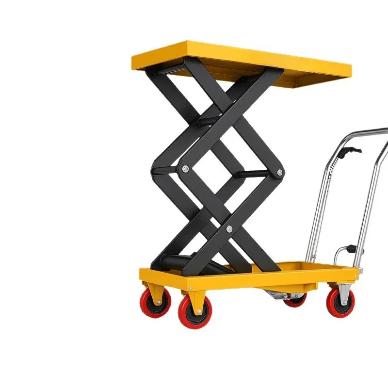 Manual hydraulic lift platform car Mobile electric lift Small lift Simple trolley