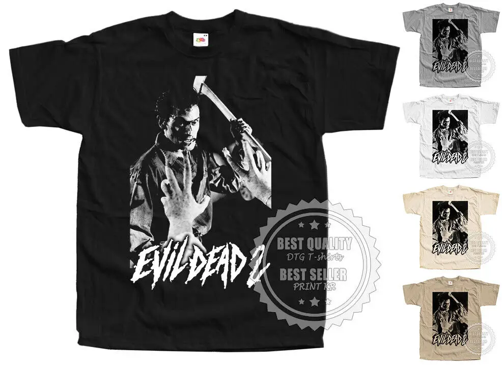 

Evil Dead II 2 T SHIRT Horror Movie Poster v29 Black White Gray Sizes S to 5XL