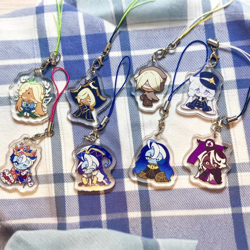 Cute Cookie Run Kingdom Phone Charm Acrylic Keychain White Lily Pastry Magic Flour Mobile Lanyard Kawaii Game Anime Accessories