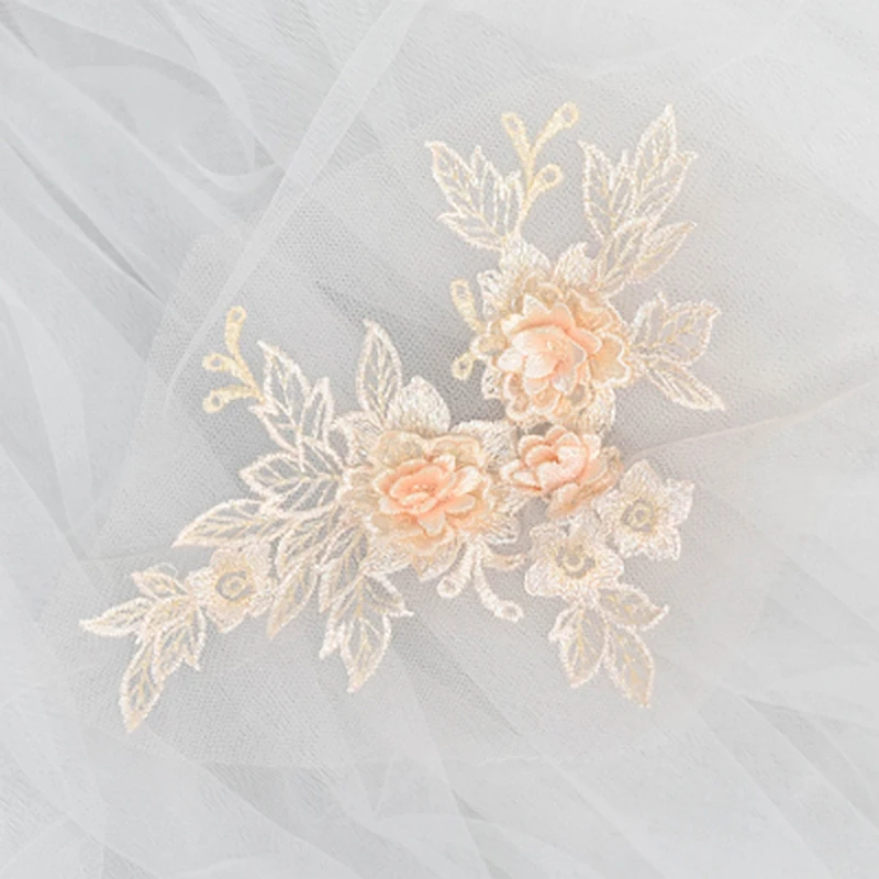 Perline 3D fiori pizzo Applique abito da sposa Decor toppa floreale per DIY Clorhes Costume Dress Decor Scrapbooking