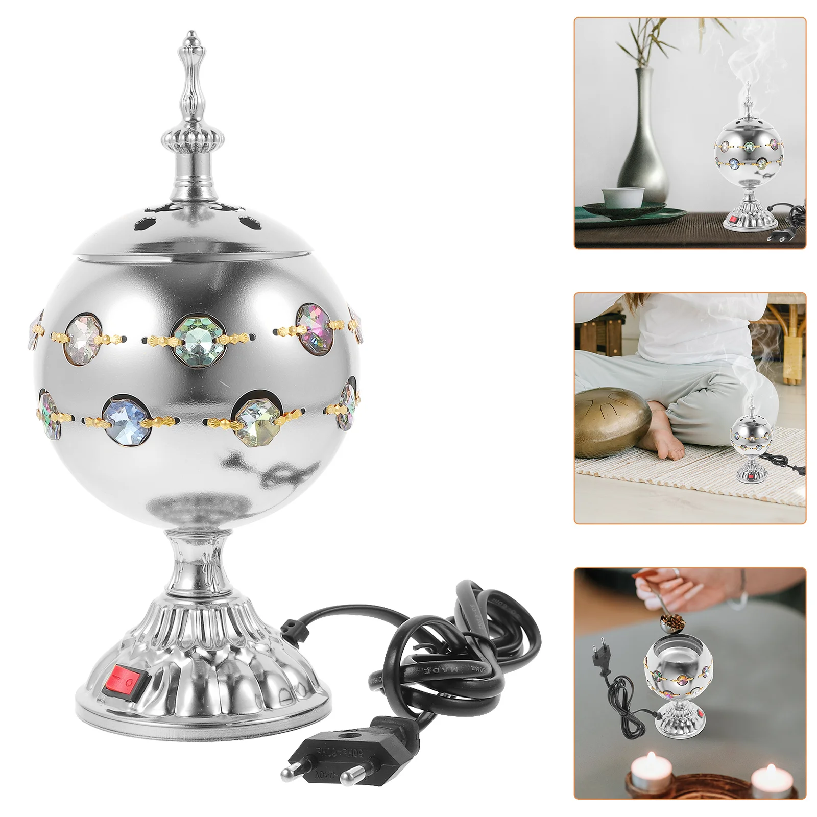 

Electric Incense Burner Middle East Design Decorative Aroma Therapy Burner For Home Office Yoga Room Vintage Censer