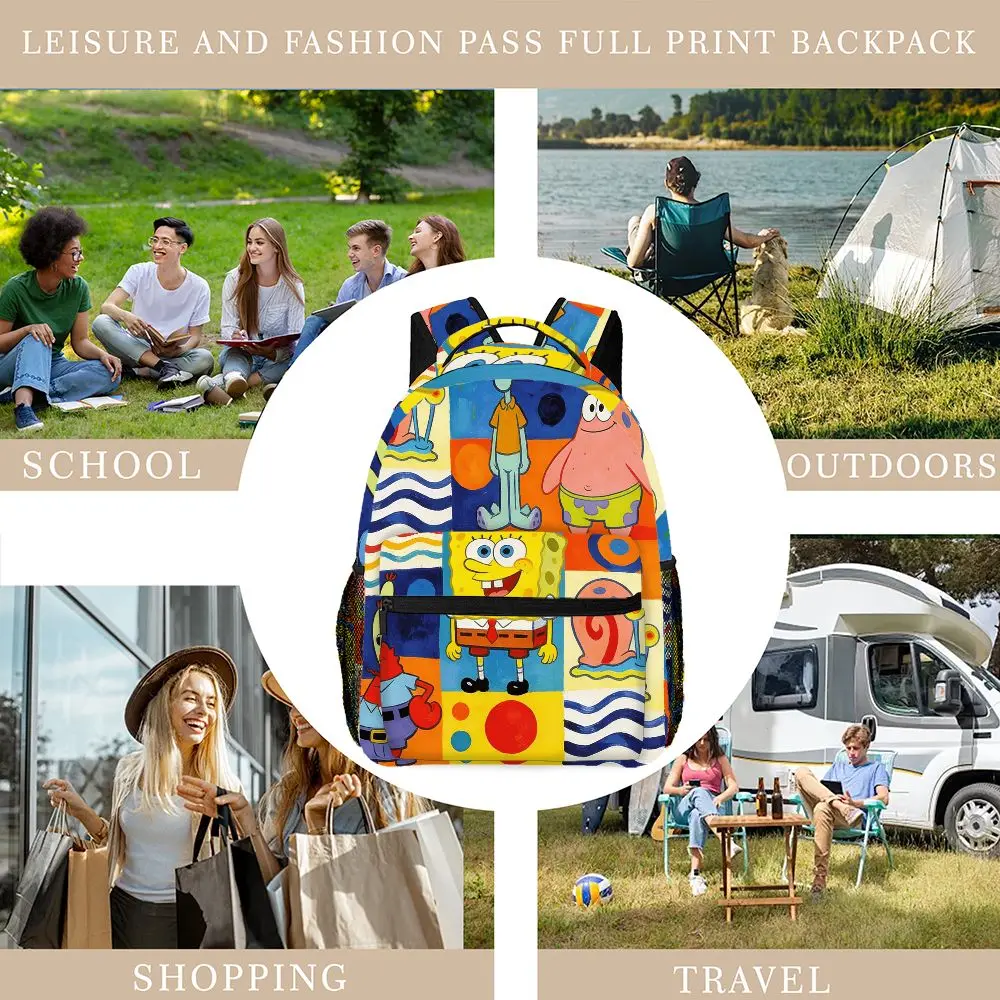

SpongeBob SquarePants Squidward Patrick Star Art Print Backpack Cartoon School Bag Casual Daypack