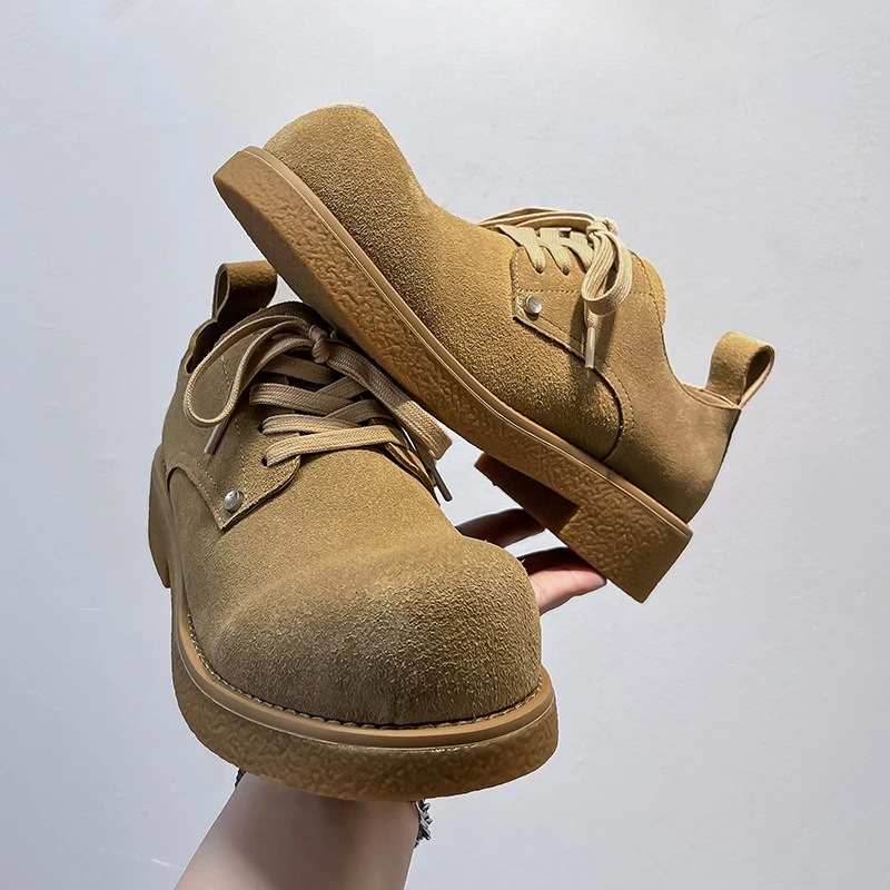 

Мужские массивные ботильоны в британском стиле ретро, ботинки дерби с круглым носком, удобная кожаная обувь без шнуровки, универсальная классическая повседневная обувь