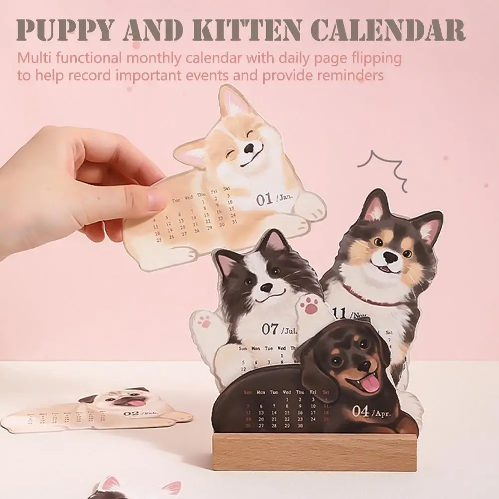 تقويم مخطط لسطح المكتب خاص متعدد الوظائف سلسلة كلب القط تقويم مكتبي 2026 لتخطيط وتنظيم المكاتب المنزلية