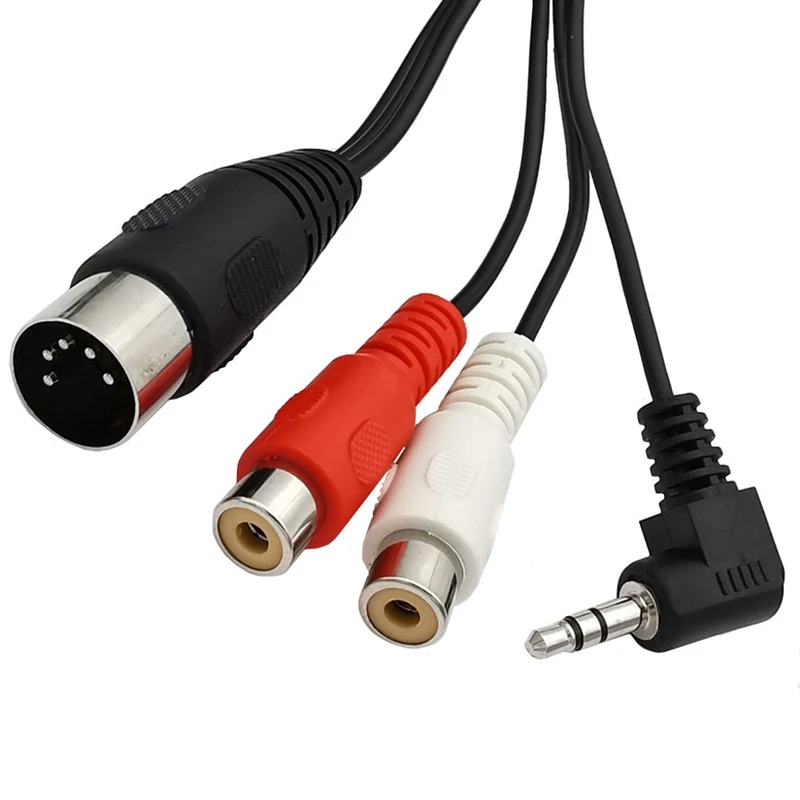 5 Pin DIN/RCA Audio Cable 8-Pin-DIN to 2RCA Female/male /3.5mm 90° Angle 3Pole Male Audio cable 1.8meter