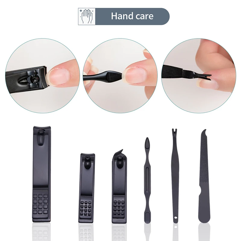 12/18/24 ชิ้นชุดแต่งเล็บกรรไกรตัดเล็บชุดมืออาชีพสแตนเลสเครื่องมือดูแลเล็บพร้อมกระเป๋าเดินทางหนัง