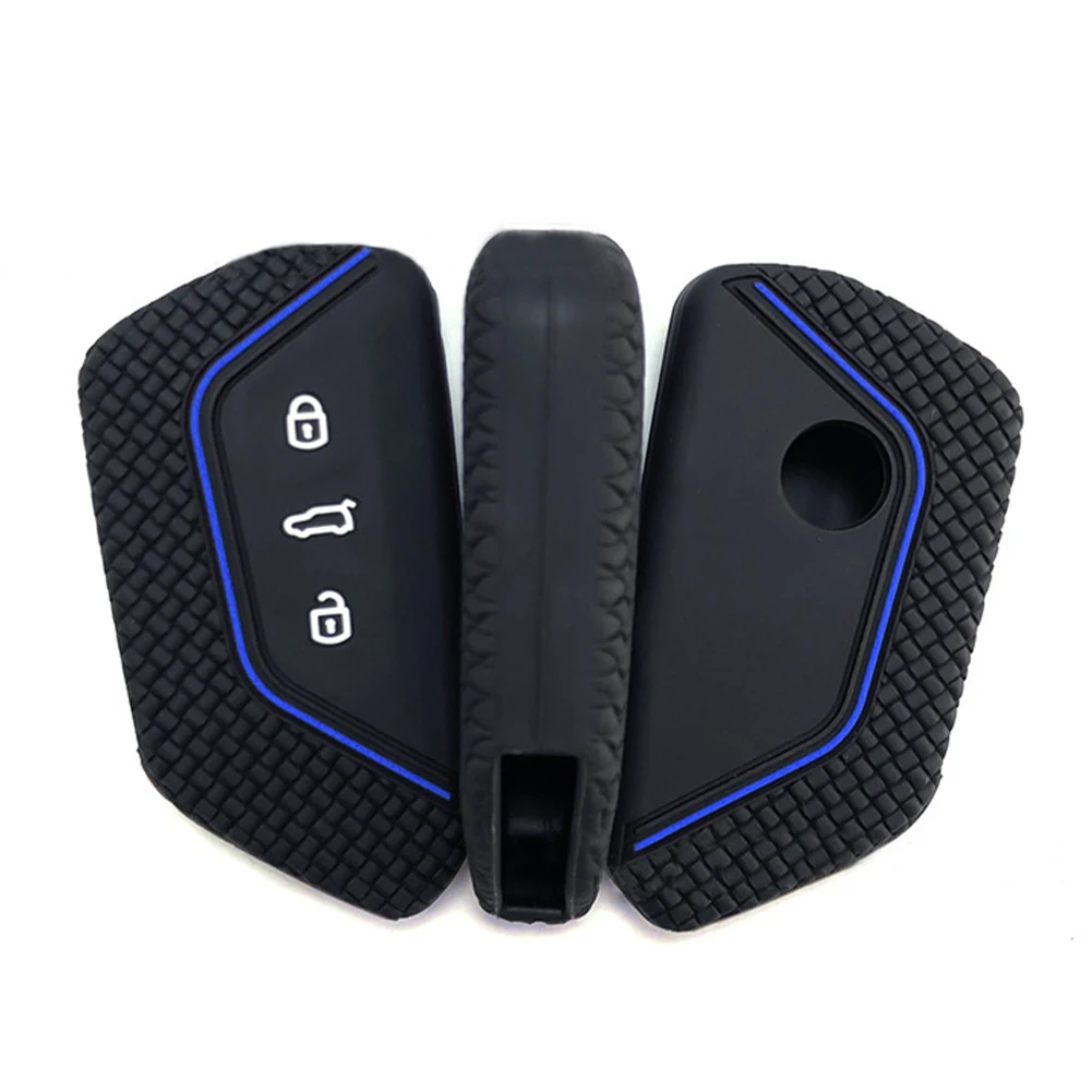 Silicone Car Key 3 Button Key Cases Cover Protection For VW Golf 8 Mk8 GTI GTD R ID3 ID4 ID.4XCROZZ ID.6X 2020 2021 Accessories