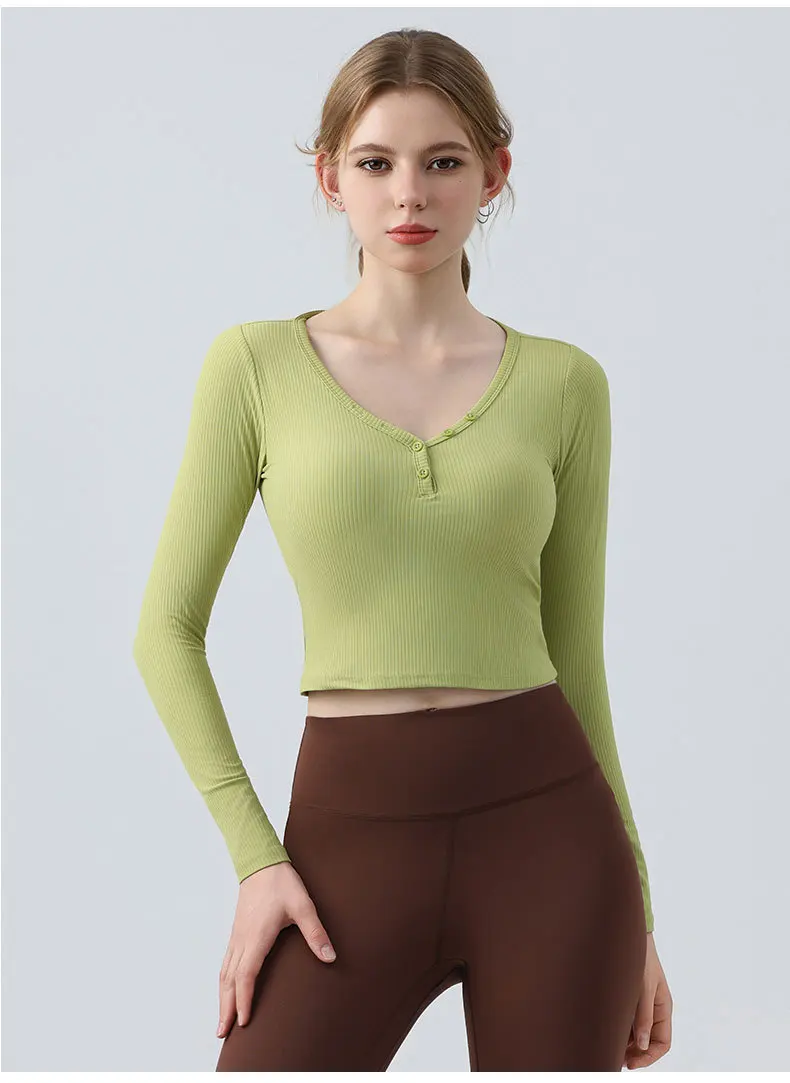 

Out Wear Women Yoga Long Sleeve Close-fitting Elastic Breathable Solid Color T-shirt Sports Fitness Gym Training Running Tops