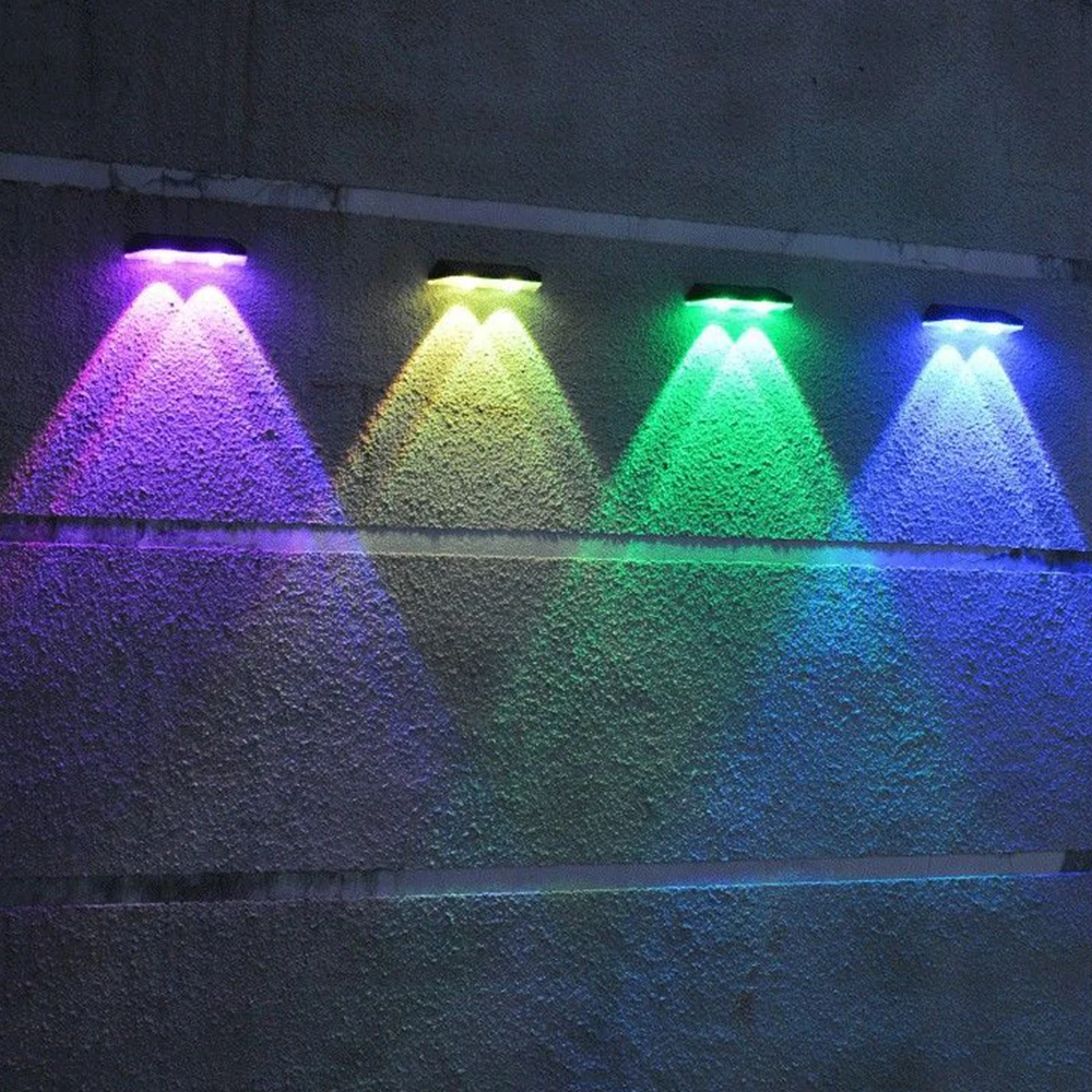 2pcs SOLAR Wall WASH Light RGB สีกันน้ำกลางแจ้งชาร์จพลังงานแสงอาทิตย์ Graden รั้วโคมไฟสำหรับ YARD pathway บันไดระเบียง