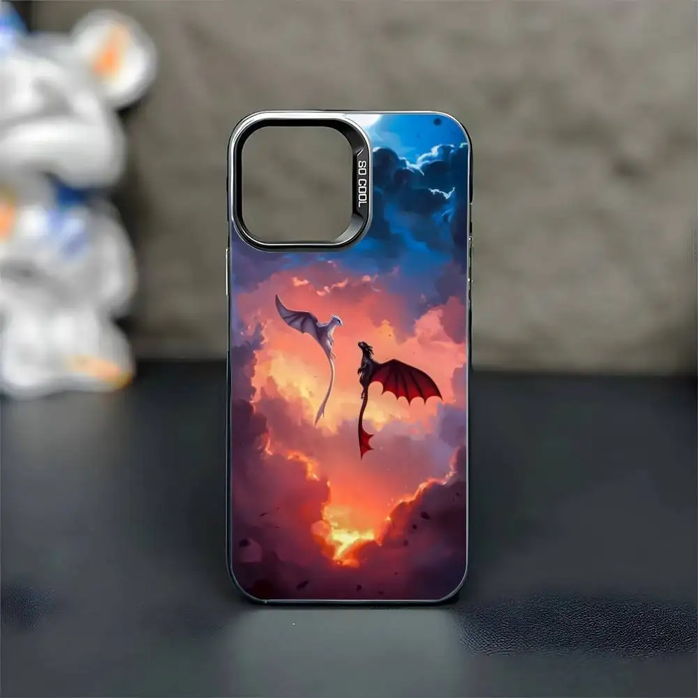 Dragon Fourth Wing telefoonhoesje voor iPhone17,16,15,14,13,12,11 Plus, Pro Max zwarte matte schokbestendige hoes