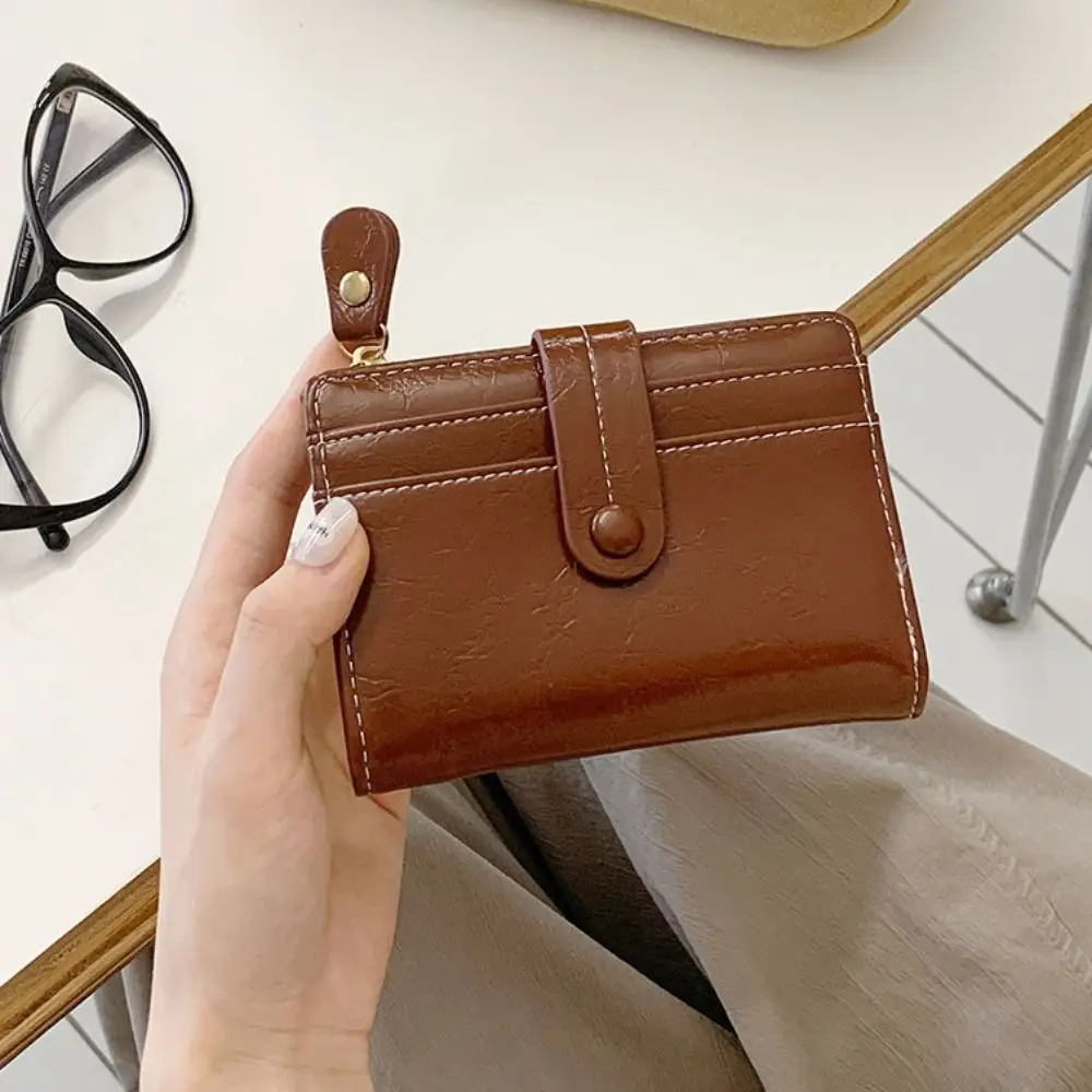 

Portable Retro Women's Wallet Zipper Multi-function Pu Short Wallet Card Holder Ultra Thin Coin Purse Women